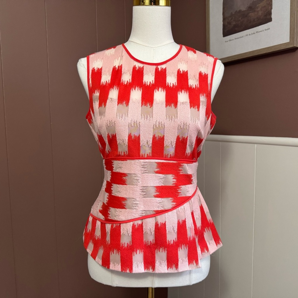 BCBGMaxAzria Pink & Red Jolyne Sleeveless Top